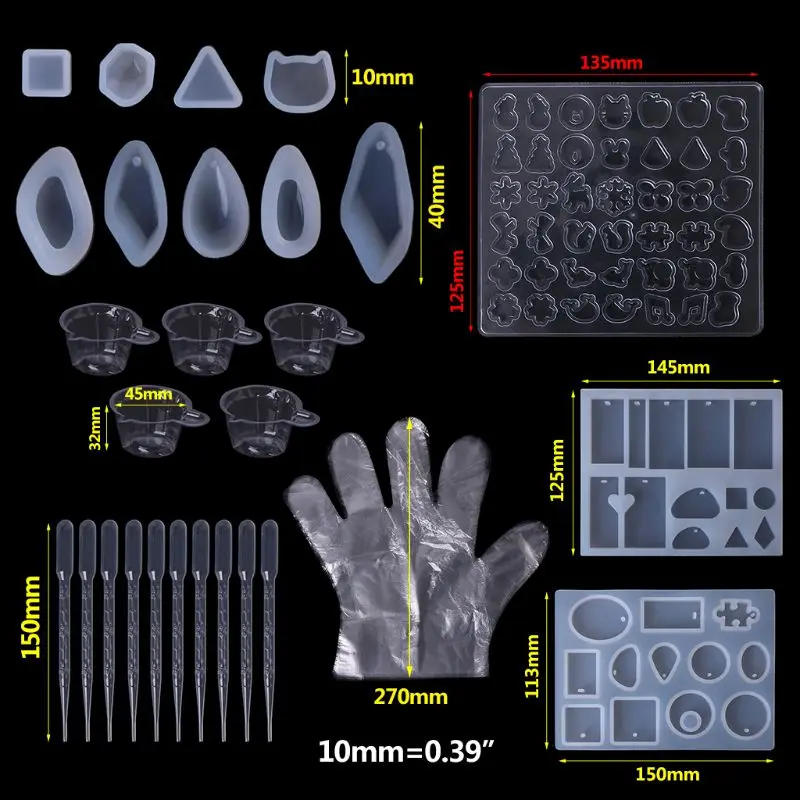 1 комплект Смола каучуковый комплект DIY ювелирных изделий инструменты, силиконовые формы одноразовые перчатки ложка уха кулон ожерелье