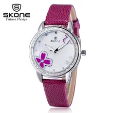 SKONE Mode Violetta En Cuir Femmes Montres Marque De Luxe Diamant Quartz Montre Célèbre Dames Montre Femme Horloge Relogio Feminino