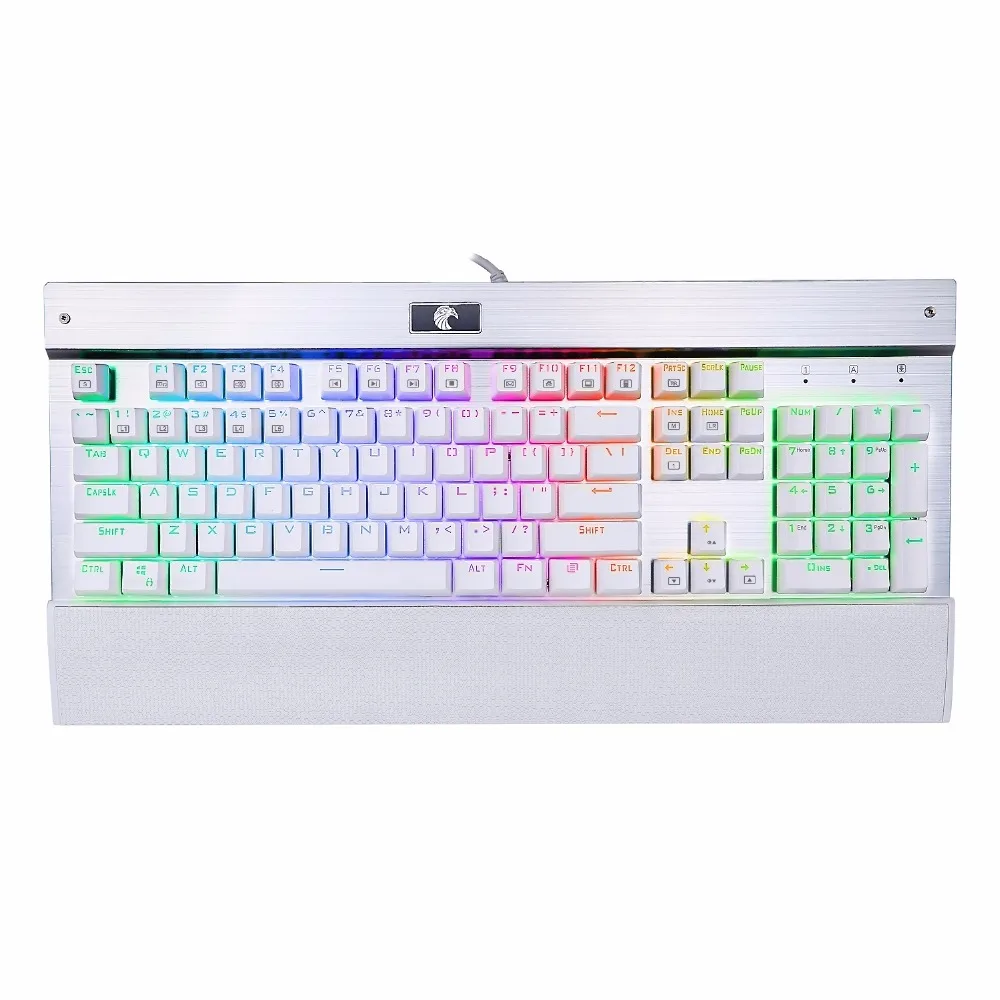 Z-77 RGB Механическая игровая клавиатура, программируемая RGB подсветка, DIY синие переключатели, подставка для запястья, 104 клавиши анти ореолы, белый