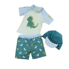 Комплект из 3 предметов, детские купальные костюмы для маленьких мальчиков с рисунком динозавра, солнцезащитный крем, быстросохнущие Горячие весенние купальники раздельный купальник, пляжные шорты