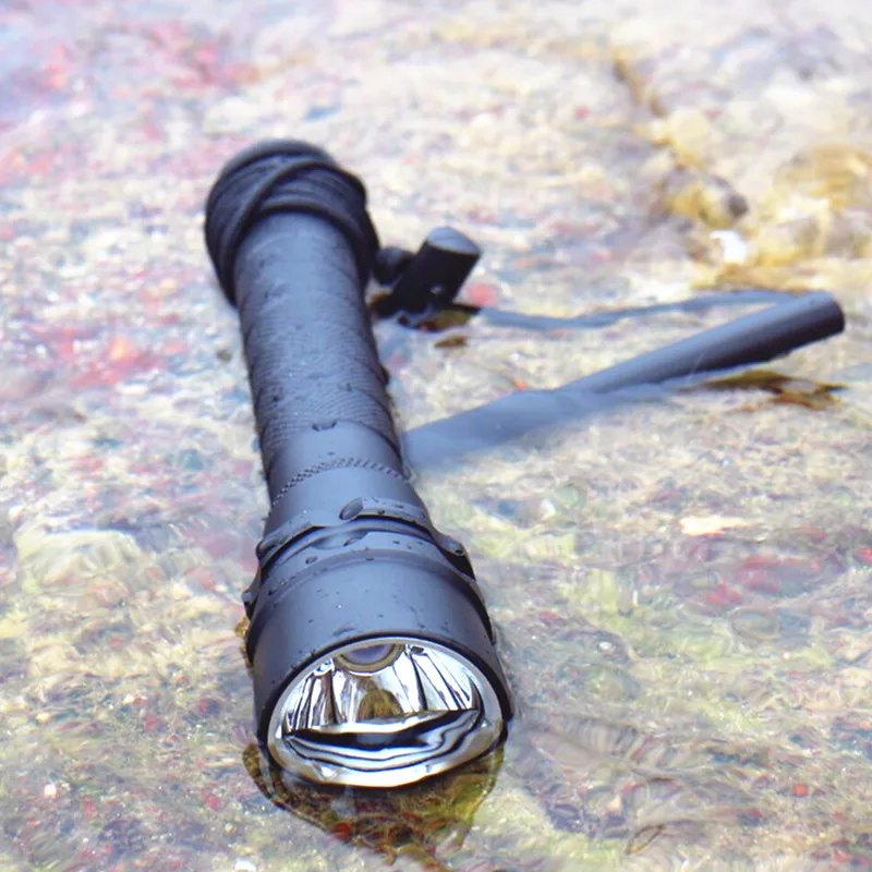 XM-L2 светодиодный светильник-вспышка для подводного дайвинга 100 м, водонепроницаемый светильник для дайвинга, фонарь+ 2 аккумулятора 18650+ зажим для велосипеда