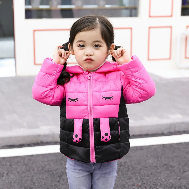 

2018 Winter Children Down Coats Baby Girls Overcoats Toddlers Thick Warm Jackets Kids Hooded Long Sleeved Cartoon Outerwear P290