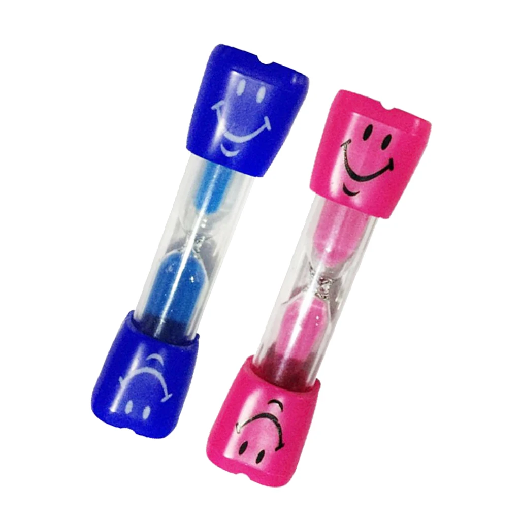 2Pcs Children Smile Face Toothbrush Sandglass Hourglass Sand Timer 3 Minutes