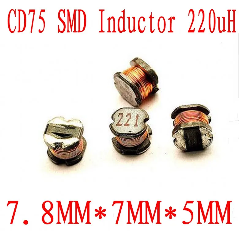 1000 шт./лот SMD силовой индуктор CD75 220uH 221 чип 7 8*7*5 мм|Индукторы| |