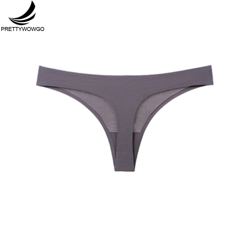 Prettywowgo Hot Sale 2019 Seamless Thong Women 11 Color Low Rise G String Seamless Panties Underwear M L XL XXL 0220