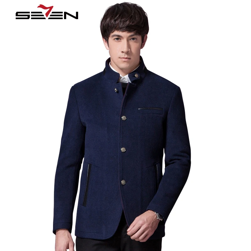 Seven 7 Brand Men's Wool Jackets High Quality Men's Chinese Mandarin