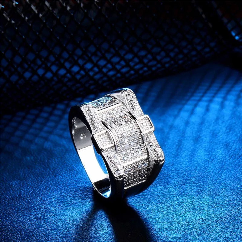 

H:HYDE New Fashion Female Wedding Bands Jewelry Silver Plated Engagement Ring for Women/Men CZ Stone Paved Promise Rings