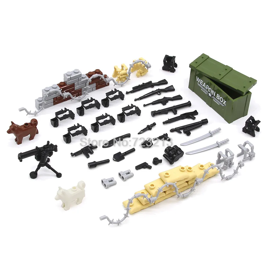 4pcs Military Weapon Box For Building Blocks Accessories Bricks Figures Toys 
