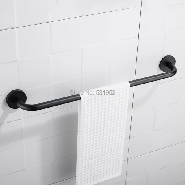 Bathroom 60CM Single Towel Bar Matte Black Finish Wall Mounted Towel Rack  Towel Rail Stainless Steel Towel Holder - AliExpress