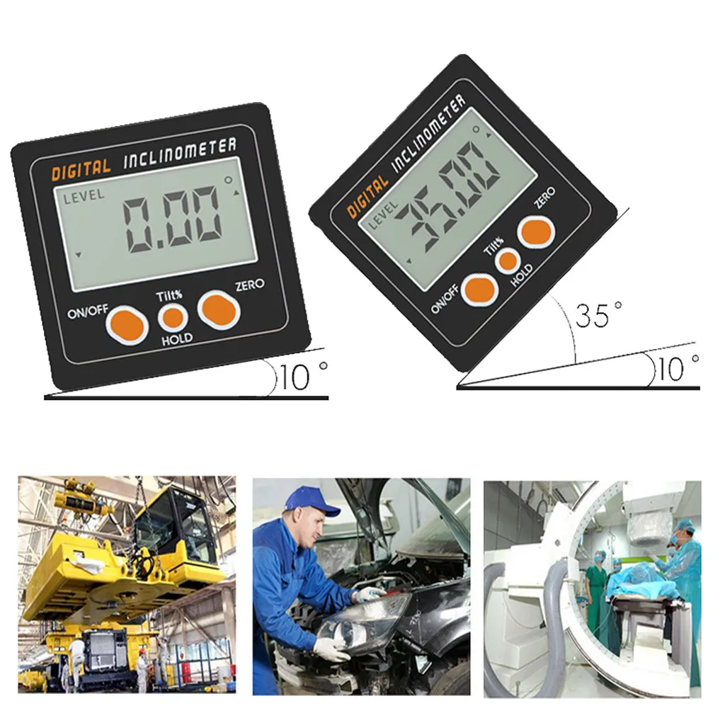 

Electronic Protractor Digital Inclinometer 0-360 Aluminum Alloy Digital Bevel Box Angle Gauge Meter Magnets Base Measuring tool