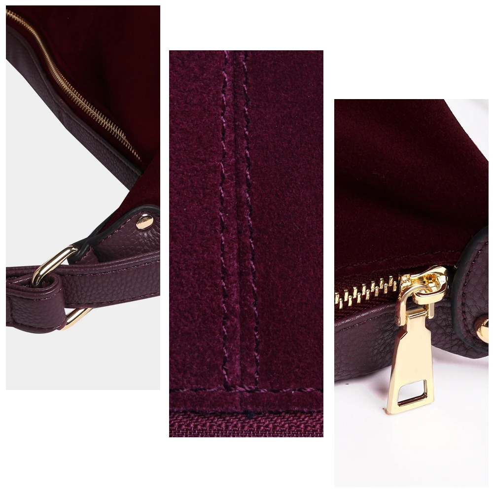  Nico Louise Women Real Split Suede Leather Shoulder Bag Female Leisure Nubuck Casual Handbag Hobo M - 32864294713