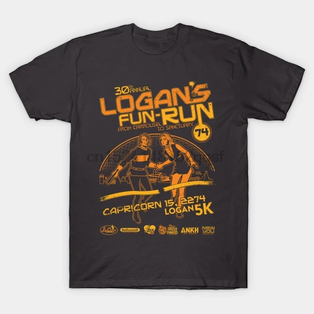 Мужская футболка с принтом Logan Fun-Run от Carrousel до Sanctuary Logans Run Женская | одежда