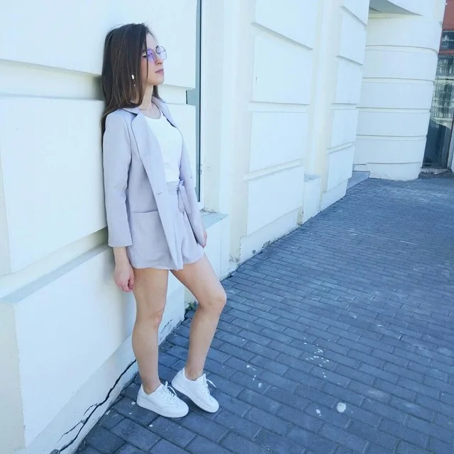 Cotton Linen Summer Suit Female 2 Pieces Set Tracksuit for Women Loose Blazer & Bow Elastic Waist Short Pant Suits