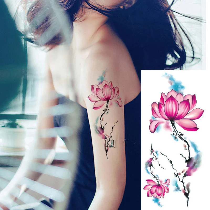 

2017 Waterproof temporary tattoos stickers sexy romantic dark rose flowers flash fenna tattoos fake body art Tattoo sleeve