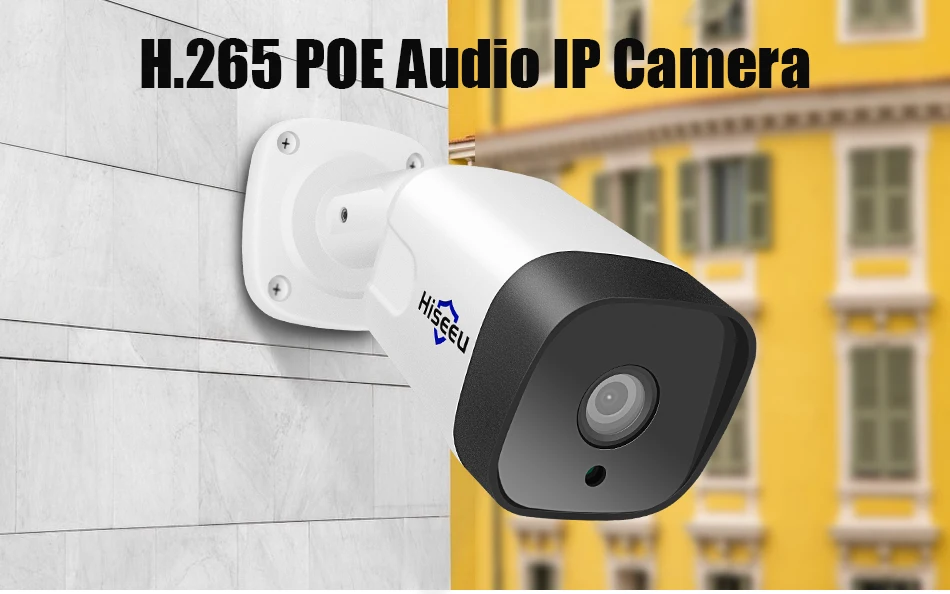 Hiseeu 1080P 2.0MP пуля POE IP камера аудио ONVIF Водонепроницаемая сетевая камера безопасности для наружного домашнего видеонаблюдения
