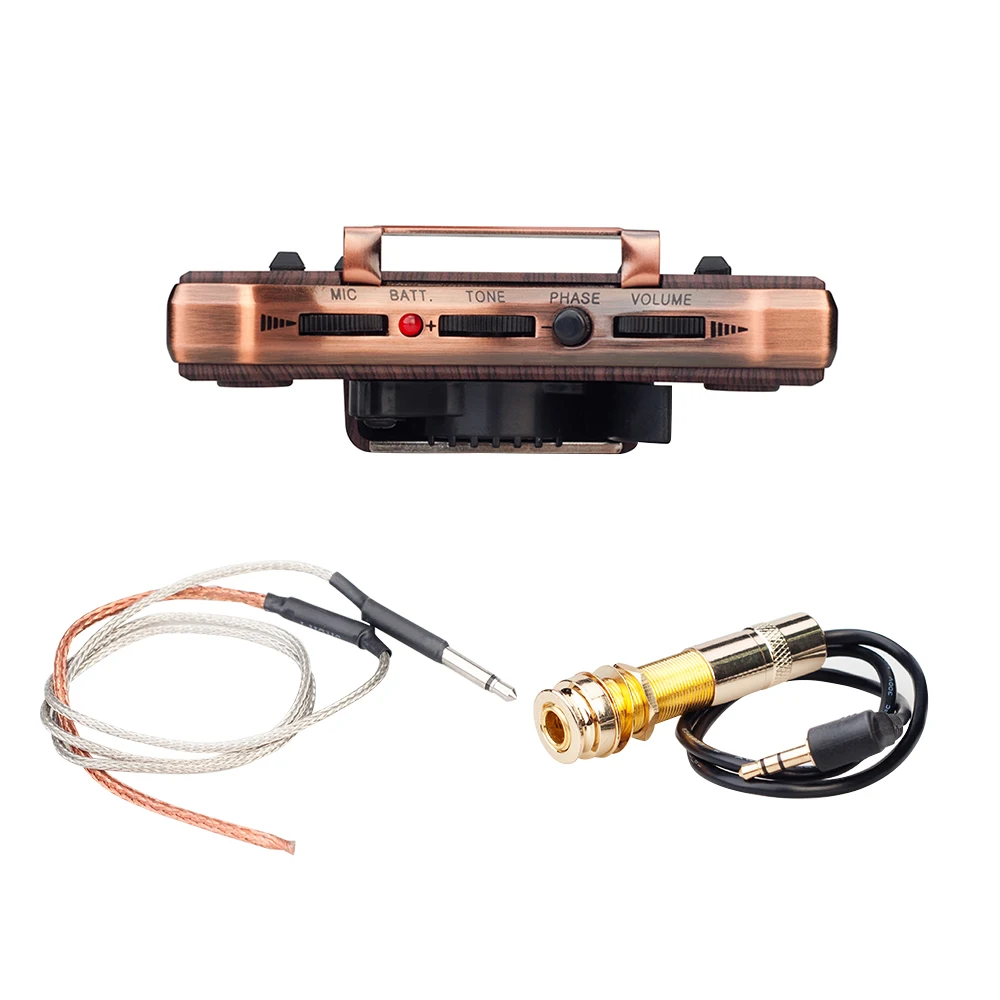 Acoustic Guitar Sound Hole Pickup Dual Modes Piezo + Mic Supports Volume Tone Adjusting Phase Function Easy Installation | Спорт и
