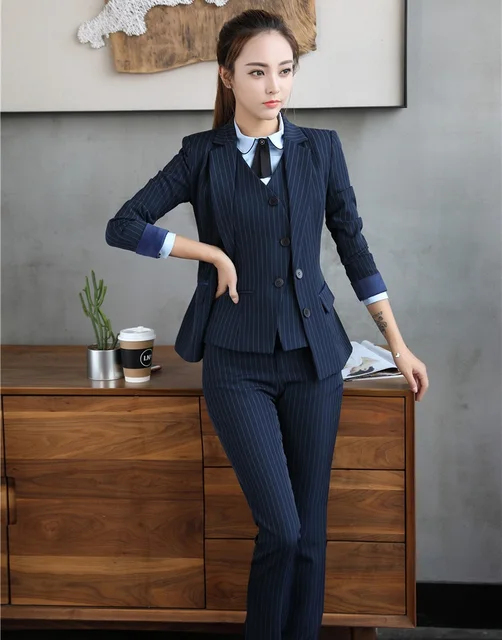 New Style 2018 Women Business Suits 3 Piece Vest, Pant and Jacket Set Ladies Work Wear Office