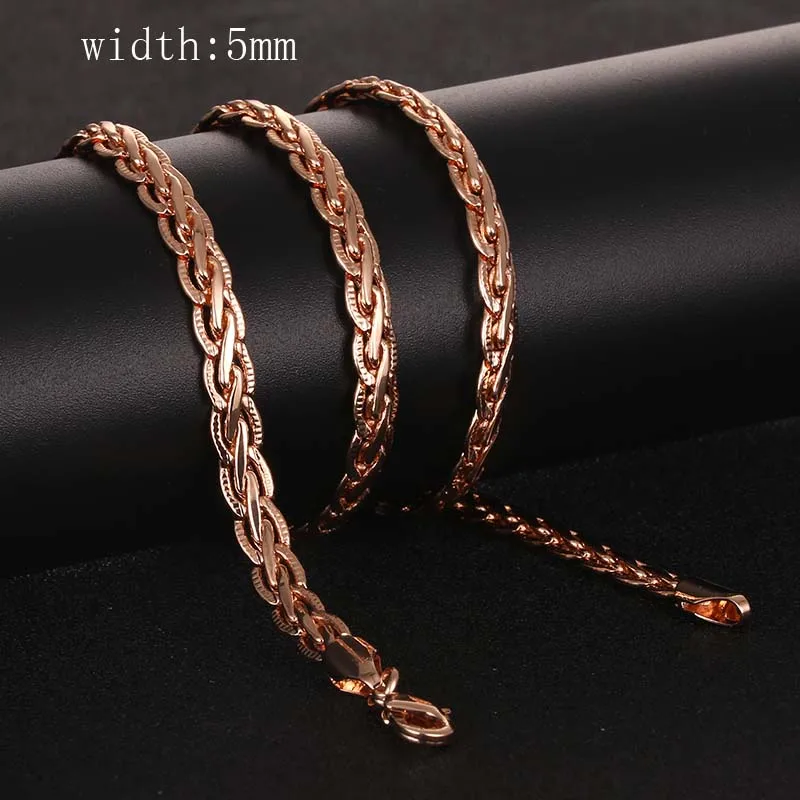 10 Style 50cm 60cm Men Women Necklace 585 Rose Gold Color Chain Jewelry