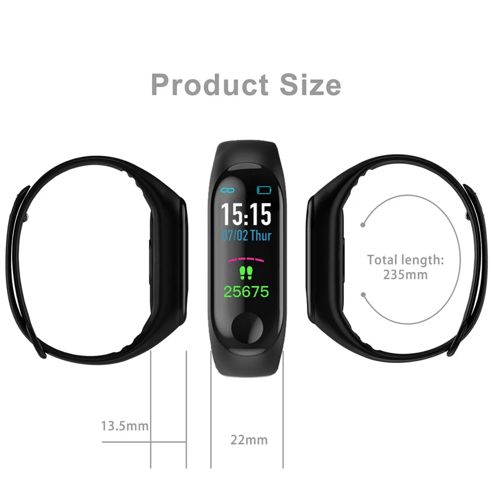 Bluetooth Smart Watches Sport Fitness Bracelet Watch Men Women Color-screen Heart Rate Blood Pressure Monitor Clock Pk mi band 3