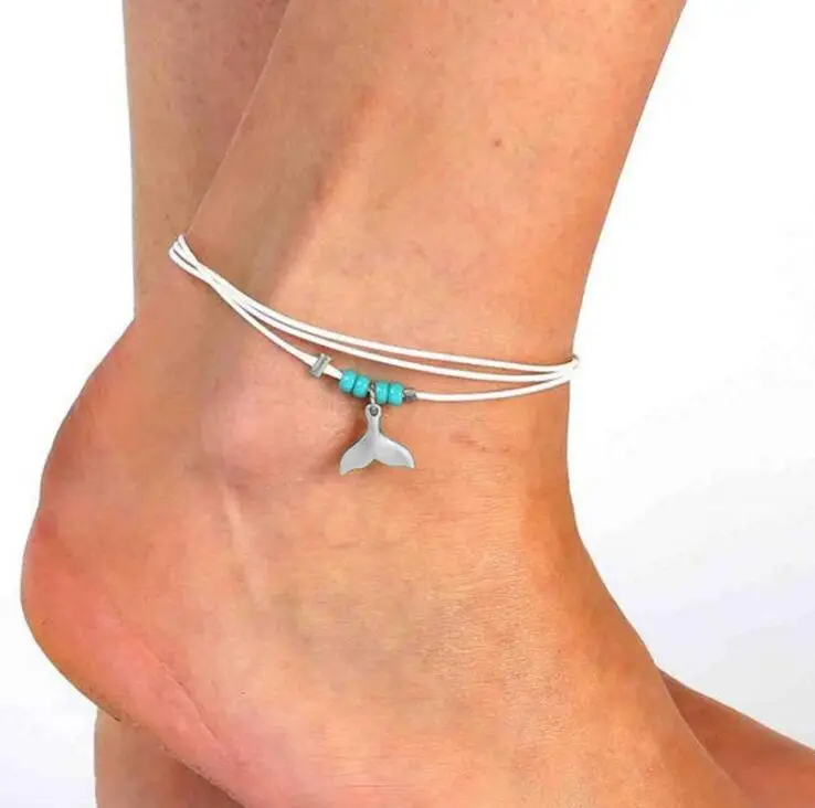 

Fashion Natural Stone Fin bohemian ankle bracelet ethnic Silver Color foot chain For women Beach Anklets fashion Jewelry