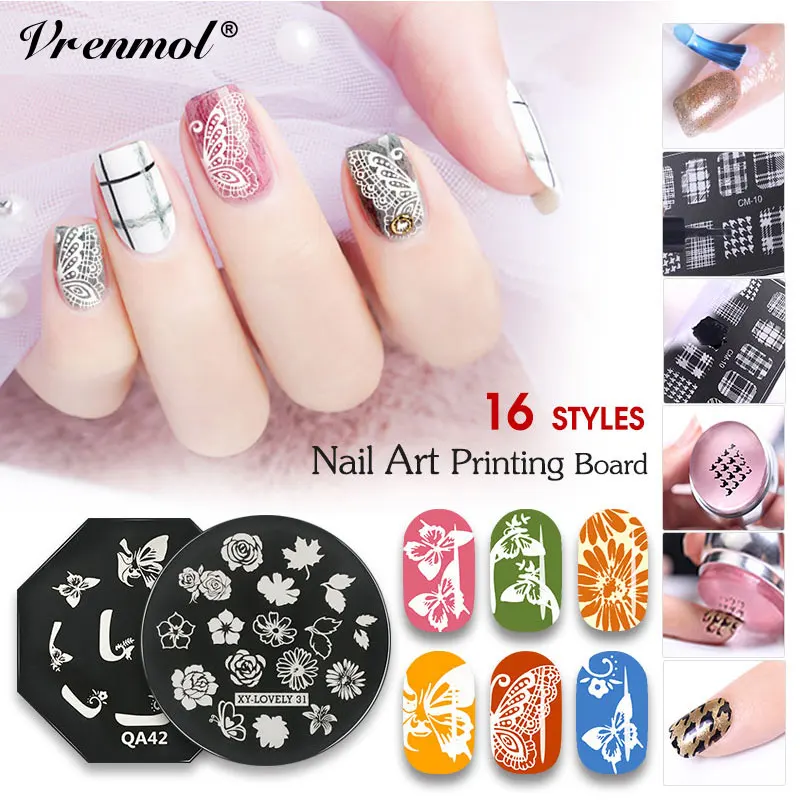 

Vrenmol Rectangle Nail Stamping Template Jelly Chess Silicone Head Seal Stamp+Pattern Scraper Nail Polish DIY Nail Art Tools