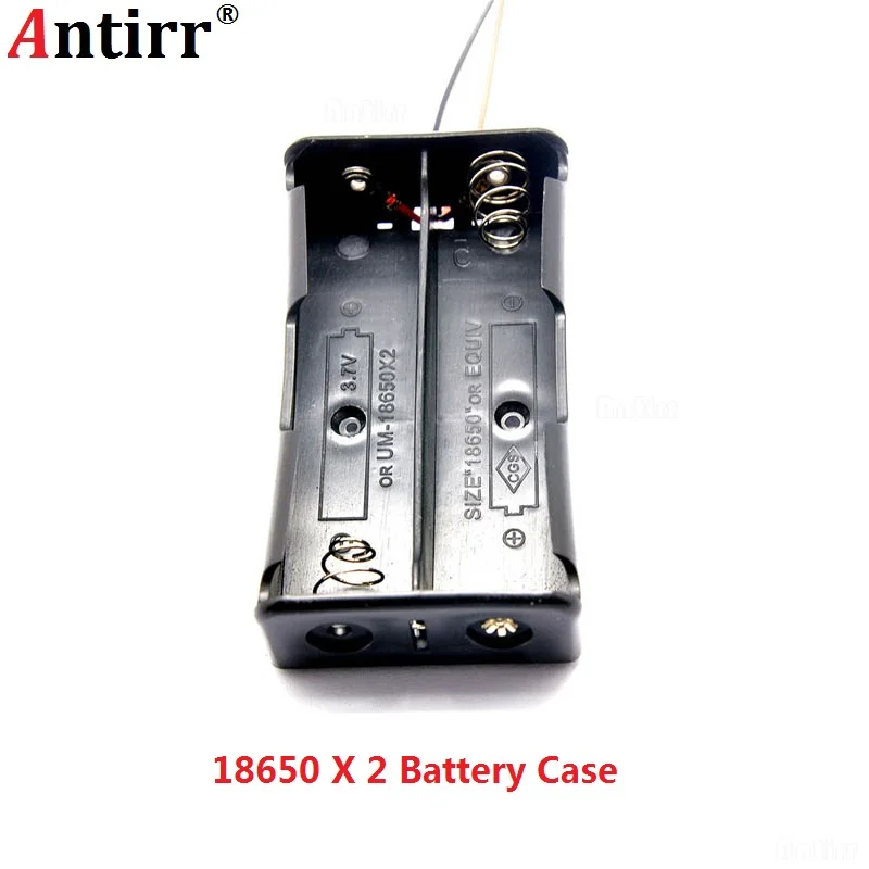 

Black Plastic 2x 18650 3.7V Battery Storage Box Case Cover 2 Slots Way DIY Batteries Clip Holder Container With Wire Leads Pin