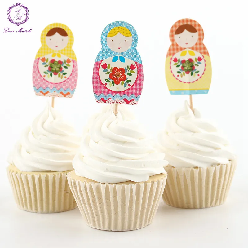 NEW 24 Pcs Party Supplies Wishing Doll Cupcake Toppers