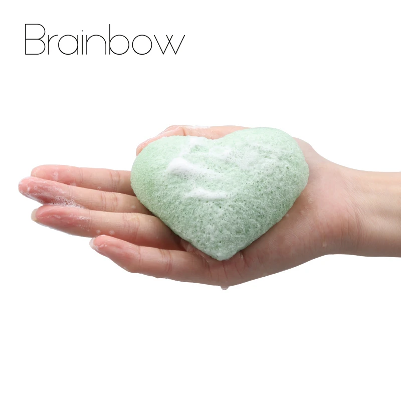Брэйнбоу 1 шт. сердце Форма Сухой Konjac Sponge натуральный лице Puff Умывания пор Очищение Губка Maquiagem Косметика Красота инструменты - изображение