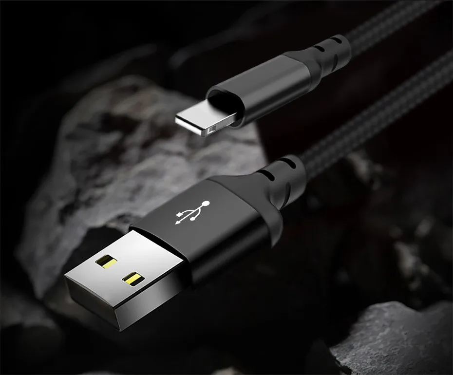 НОСО Нейлон Плетеный USB кабель для айфона Lightning передачи данных зарядный кабель для айфон 8 7 6 6s 5 usb шнур для зарядки iphone 5s x 10 зарядное устройство для телефона