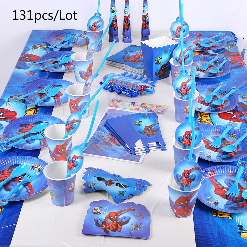 

XI.BAO 131pcs As Shown Disposable Cartoon Birthday Party Decoration Set Kids Favorite Party Supplies Baby Shower for Home