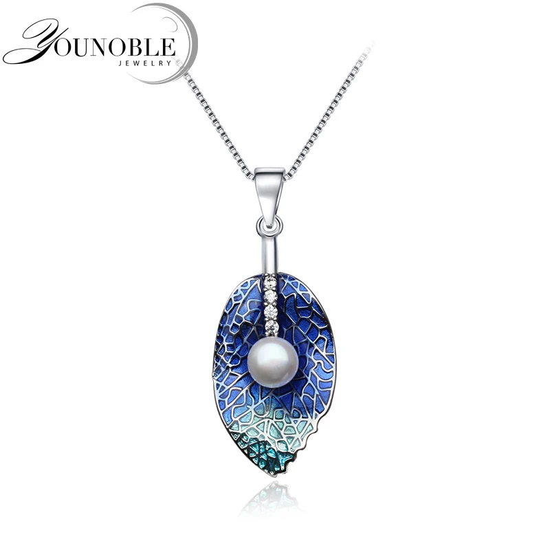 Настоящее 925 пробы Серебряное ожерелье с кулоном из натурального жемчуга, ожерелье из пресноводного жемчуга, ювелирные изделия для женщин - Цвет камня: white pearl pendant