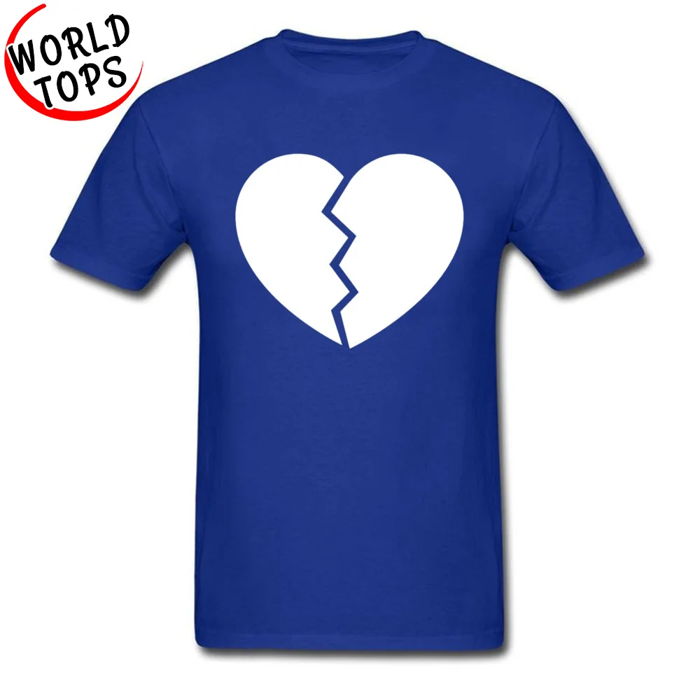 comfortable Broken Heart T Shirt New Coming Summer Autumn Short Sleeve Crewneck Tops Shirt 100% Cotton Man Normal Tees Broken Heart blue