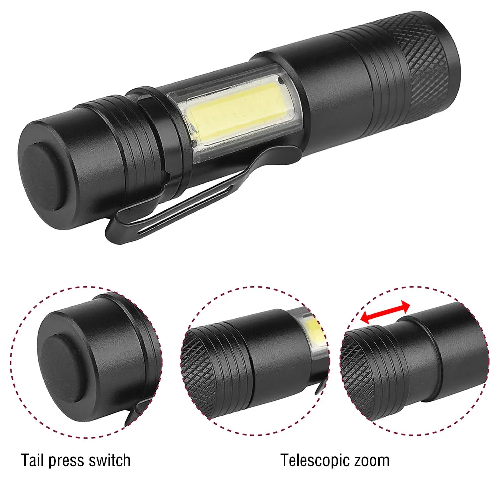 

enjoydeal Q5 COB 2000LM Mini Flashlight LED Penlight Flashlight Portable Zoomable Torch Lamp 4 Mode For Outdoor Camping Lighting