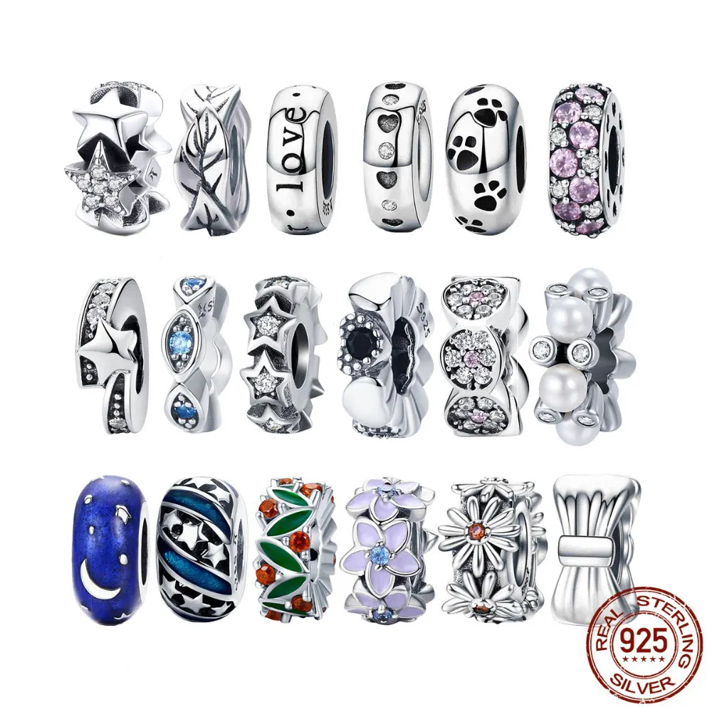 

BISAER Authentic 925 Sterling Silver Clearly CZ, Infinite Love Charms Beads Fit Pan Bracelets Sterling Silver Charms HSC134