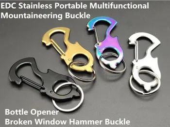 

2Pcs/lot EDC Stainless Portable Multifunctional Mountaineering Buckle Bottle Opener Broken Window Hammer Buckle A2117YPG