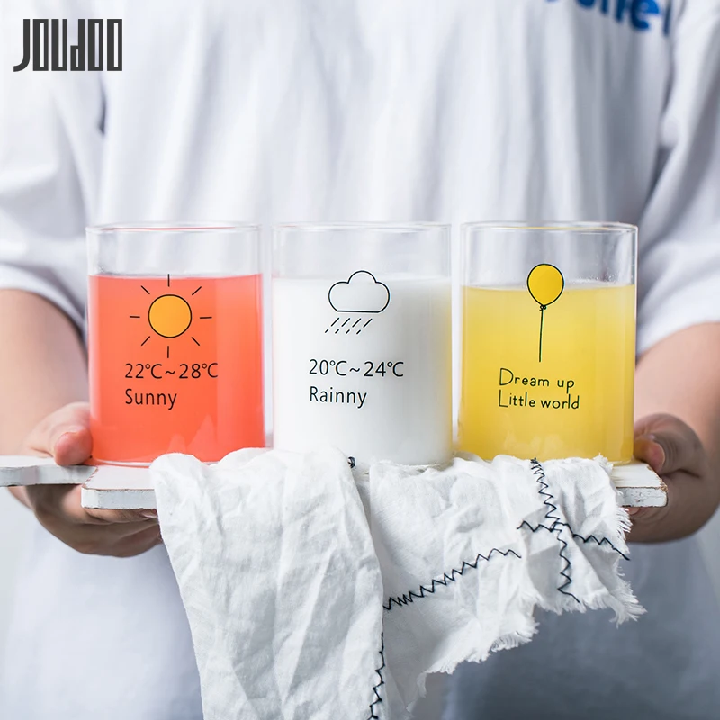 

JOUDOO Creative Glass Milk Water Mug Cute Microwave Heating Home Water Cup Japan Juice Milk Water Home Office Drinkware Cups 35