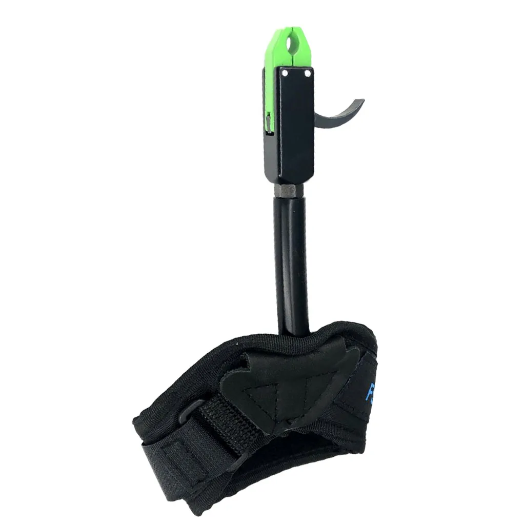 Archery Compound Bow Release Adjustable Black Wrist Strap With Green Clasp Outdoor Hunting Equipment 360-degree