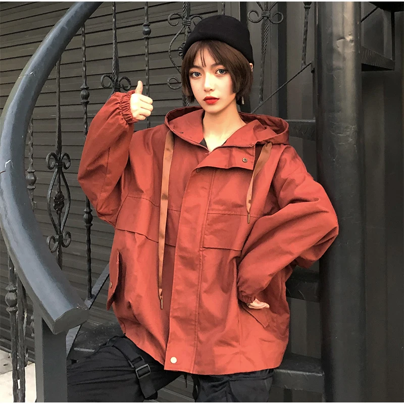 Plegie Harajuku, Женская куртка большого размера,, весна, осень, пэтчворк, куртка с капюшоном, Bf стиль, Студенческая куртка свободного кроя, пальто