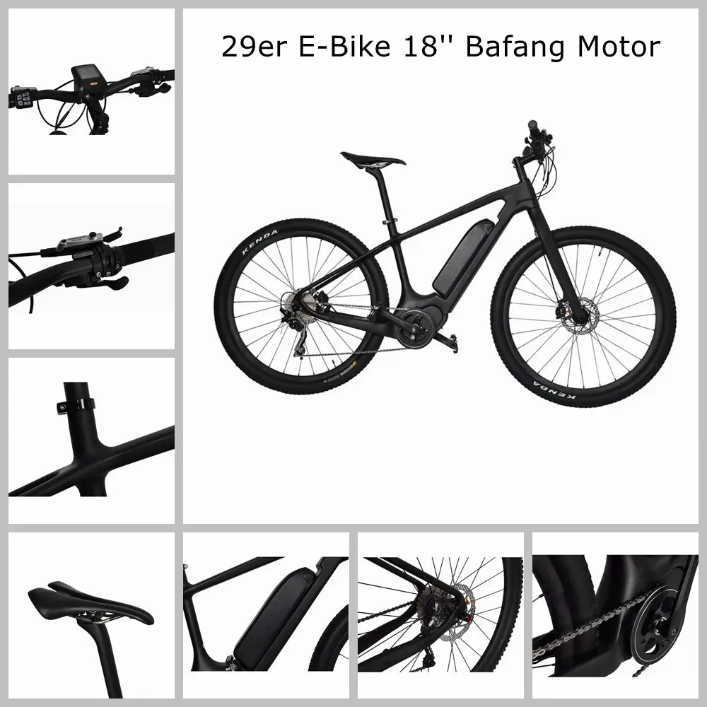 Cheap 29er E Bike 18" carbon frames MTB motor wheel Electric Mountain Bicycle 36V 250W Bafang UD matt 6