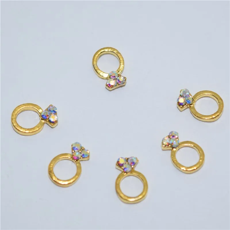 10 шт новое Золотое кольцо 3D украшения для ногтей, сплав для ногтей, Стразы для ногтей#525