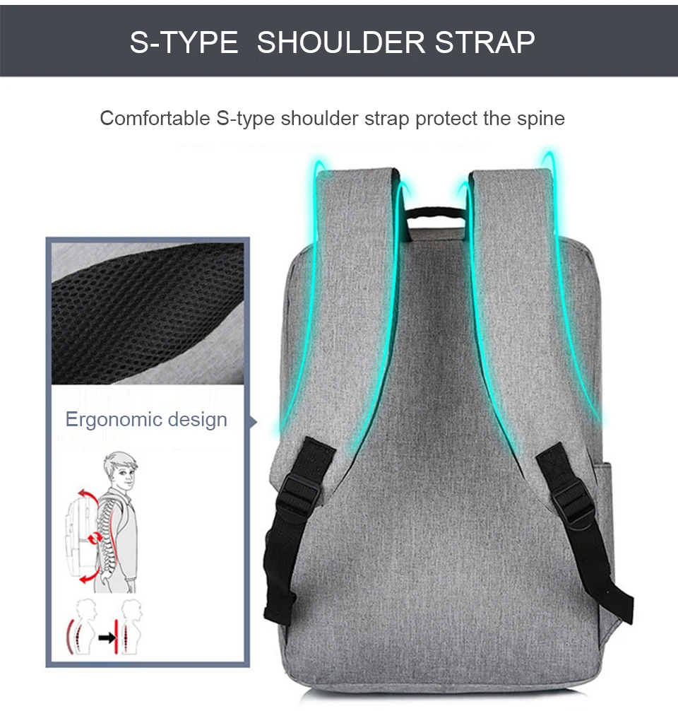 Mens Backpack 15.6 Inch Laptop Backpacks Male Notebook Back Pack USB Charging Travel Bagpack Student Waterproof Women Style Bags (7)