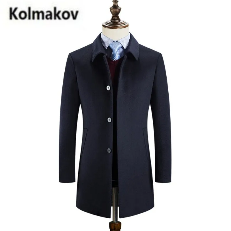 KOLMAKOV 2017 new winter high quality Men s Woolen trench Coat Mink hair cotton thick liner