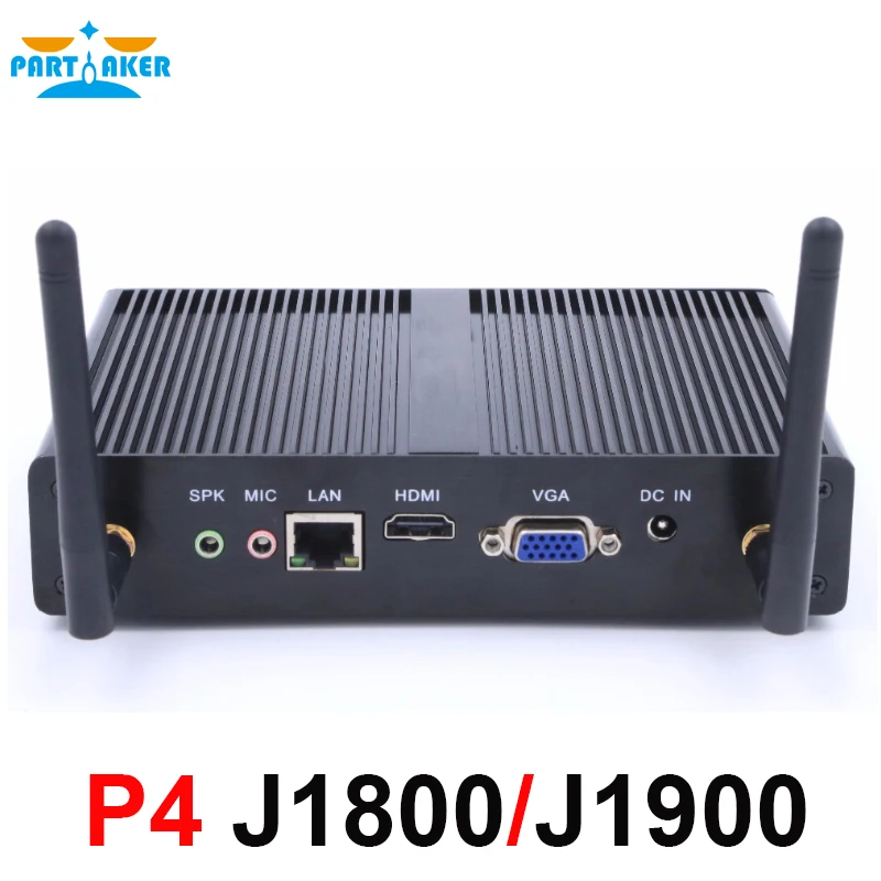 Мини компьютер без вентилятора P4 Intel Celeron J1800 двухъядерный J1900 четырехъядерный 2 0