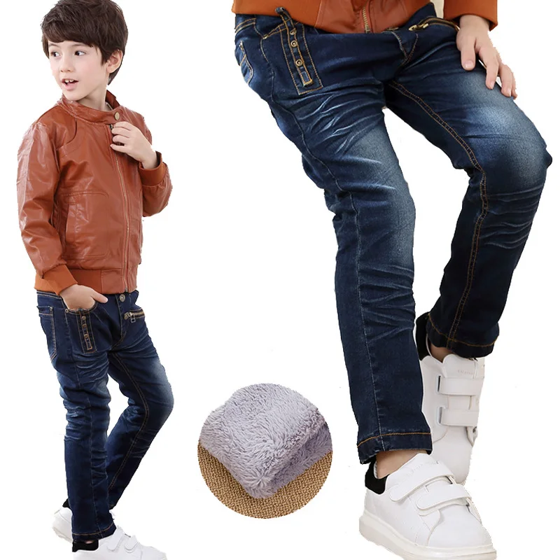 New Brand Kids Jeans Boys Casual Winter Thicken Long Jeans Pants Baby Boy Jeans Cotton Warm