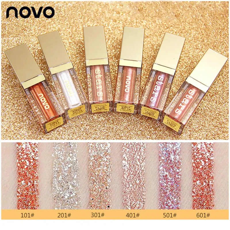 

NOVO 6 Colors Diamond Shine Star Sparkle Liquid Eyeshadow Tint Makeup Glitter Shimmer Waterproof Long Lasting Charm Eyeshadow