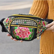 Новые женские поясные сумки с вышивкой! Горячее винтажное, с этнической вышивкой, холщовые Цветочные поясные пакеты, дорожные портативные универсальные
