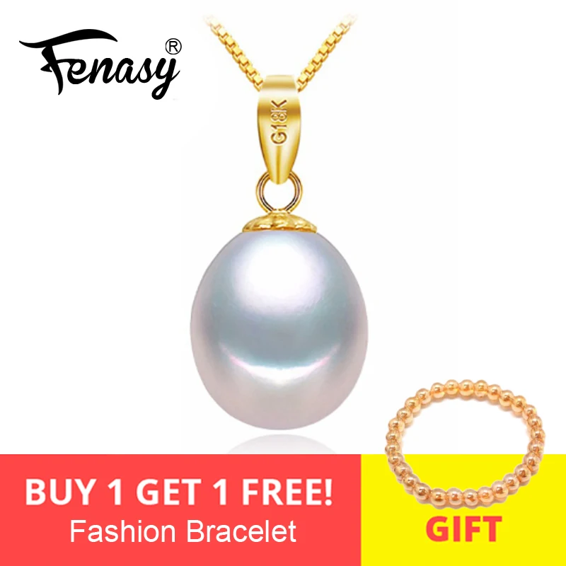 Подвески и подвески для влюбленных FENASY из 18 каратного золота с жемчугом вечерние