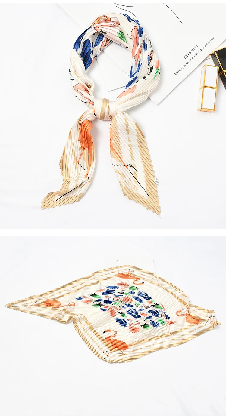 Yishine 6 цветов морщин шейный шарф для женщин Фламинго печати Мода креп платок шарфы ободок мнущийся руль обертывания Sca