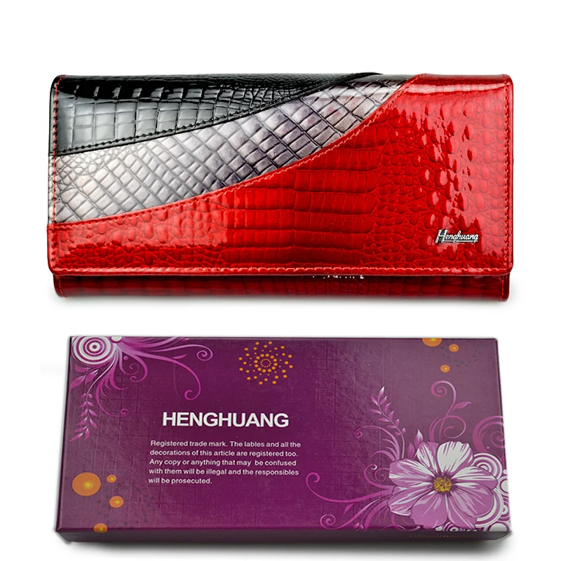 with box red HH для женщин женские кошельки бренд дизайн Высокое качество кожаный бумажник женский Hasp Мода аллигатора Длинные - Цвет: with box red