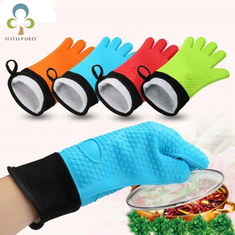 1pcs Cotton food silicone insulation gloves high temperature thickening